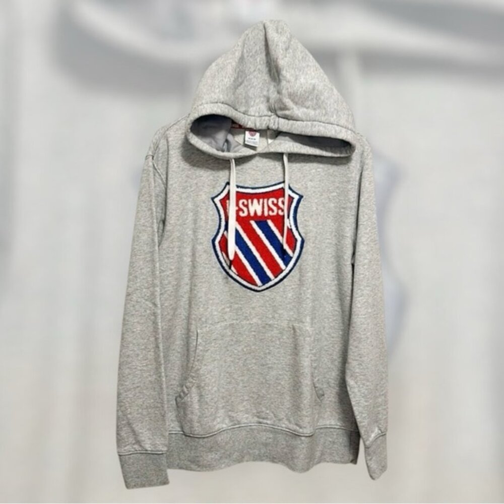 K-Swiss Retro Grey Pullover Hoodie Sz M